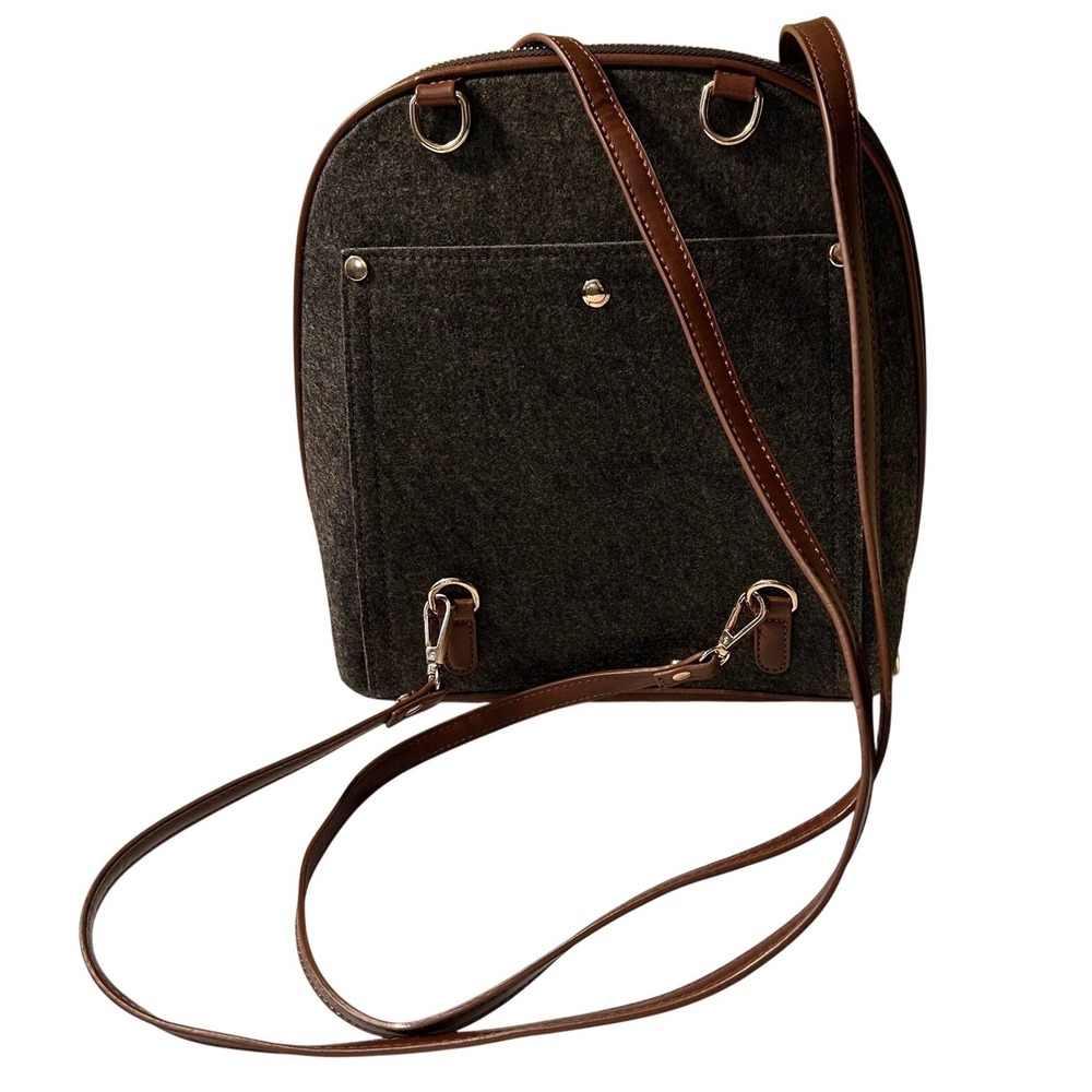 NWT MIZTIQUE Felt Backpack The Daisy Convertible Bag Charcoal Gray Shoulder Bag - Picture 3 of 16